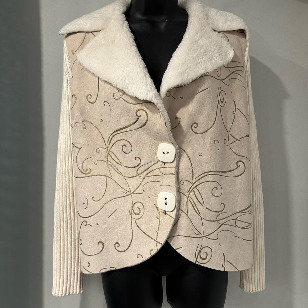 Cream Cape with Intricate Embroidery and Textured Fabric